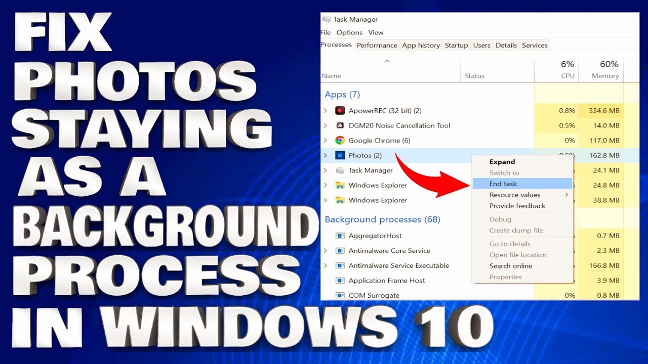 How To Fix Photos  Staying as a Background Process in Windows 10