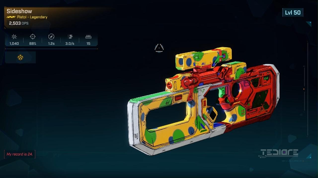 Borderlands 4 - Sideshow (Legendary Tediore Pistol)