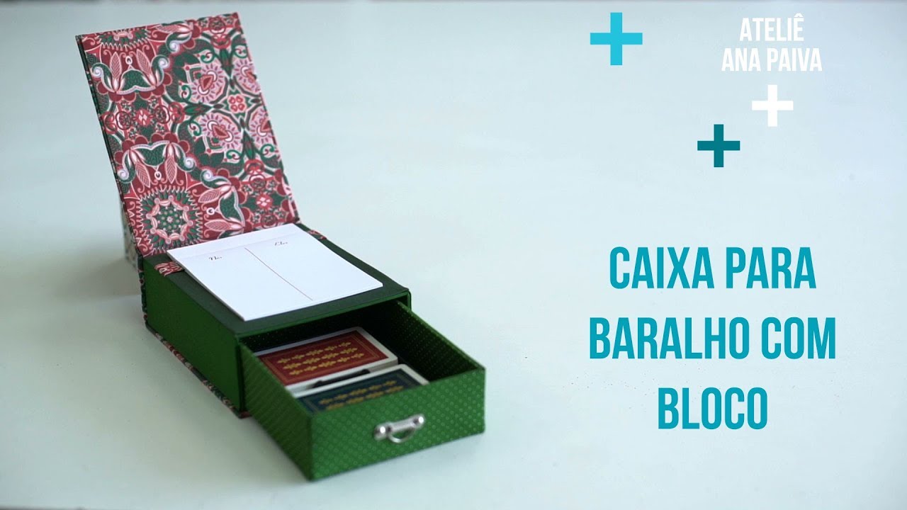 Caixa para Baralho com Bloco - Cartonagem | Atelie Ana Paiva