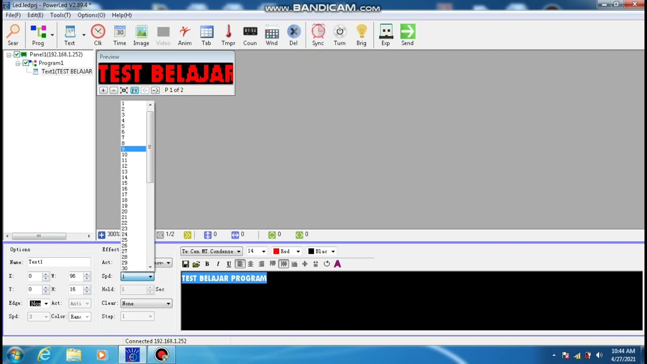 How to program running text using the PowerLED application on a PC for beginners easily
