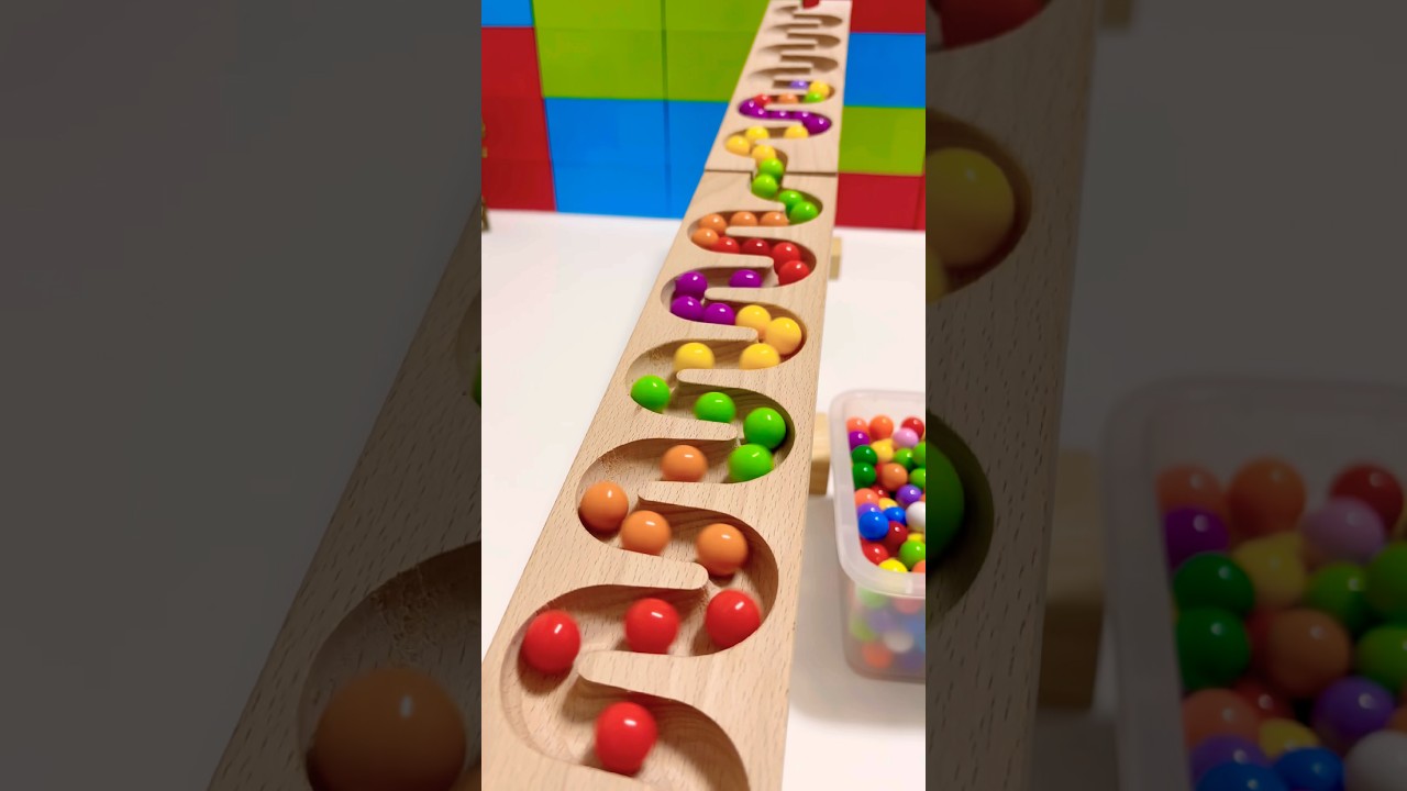 marble Run Race ASMR #360 Wooden Wave Course Colorful Marbles  #marblerun #marblerunrace #asmr