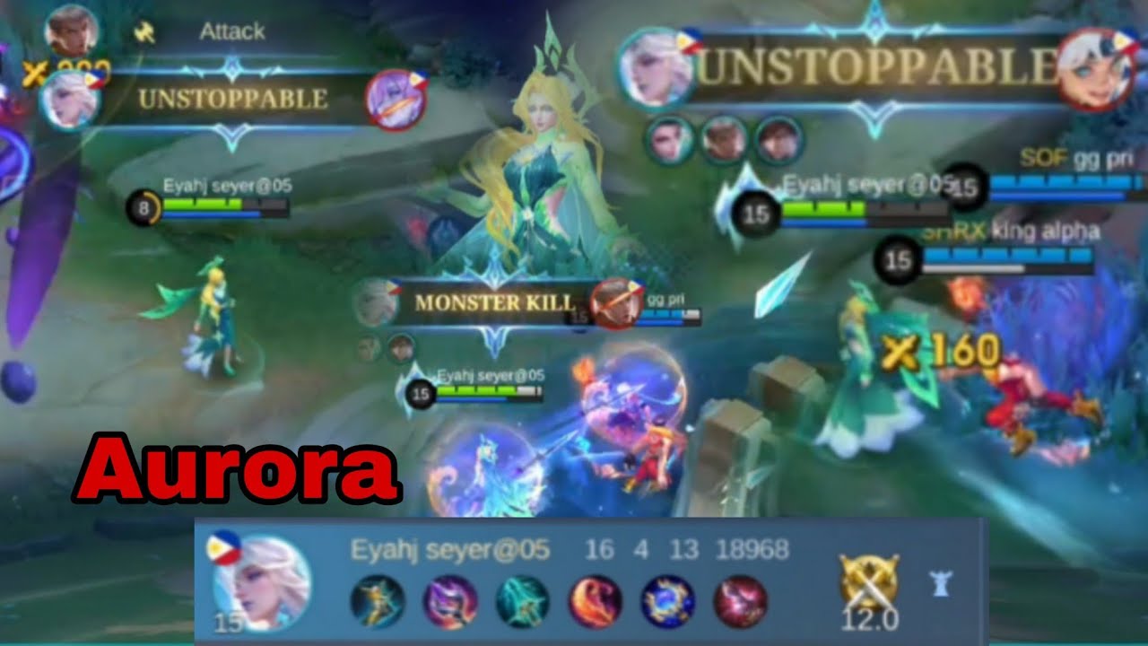 Aurora Unstoppable Kill !! 12.0 Points | Nature's Throne Skin | Build Top 1 Global Aurora ~ MLBB