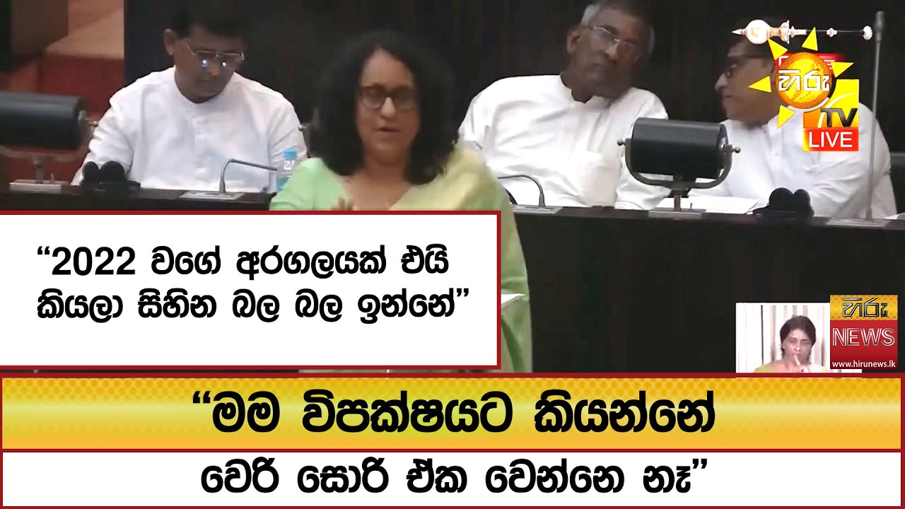 ''2022 වගේ අරගලයක් එයි කියලා සිහින බල බල ඉන්නේ'' ''මම විපක්ෂයට කියන්නේ වෙරි සොරි ඒක වෙන්නෙ නෑ''