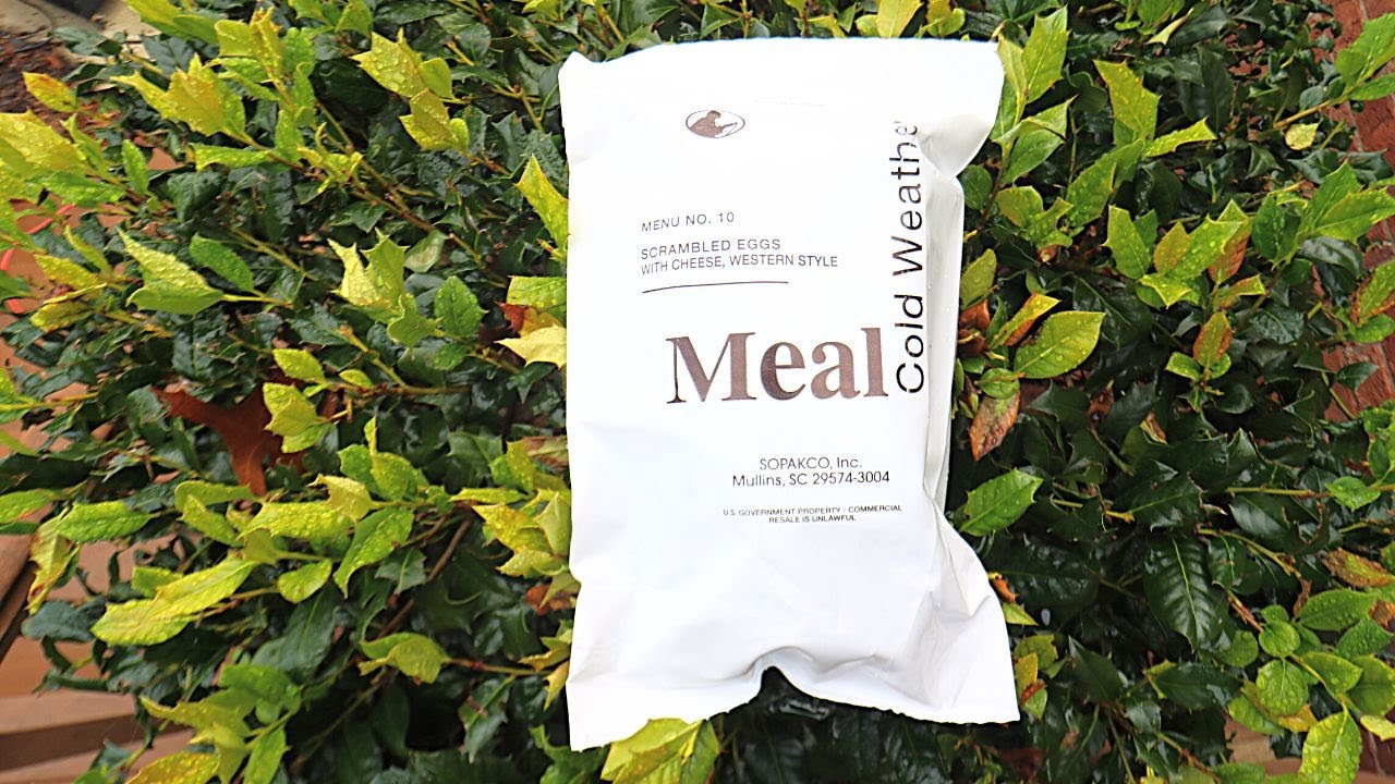 COLD WEATHER MRE W/ OMLET, PRETZELS, DANISH, & MUFFINS.   MENU #10