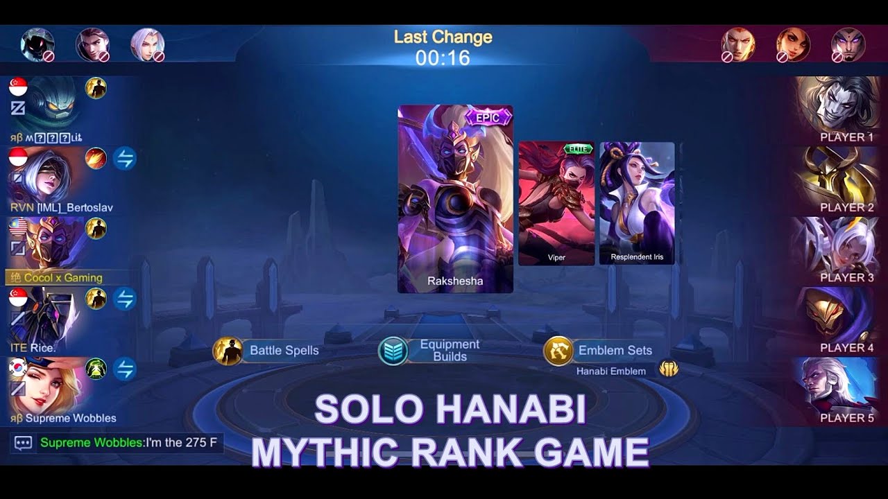 SOLO HANABI MYTHIC RANK GAMEPLAY - TOP GLOBAL 1 -