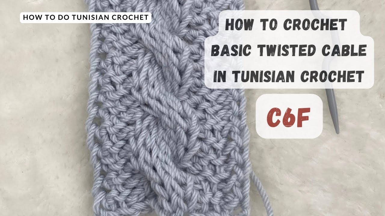 How to crochet basic left leaning twisted cable in Tunisian crochet [C6F]
