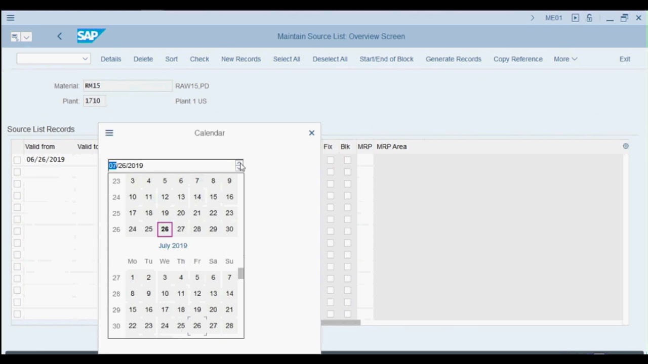 5  Maintain Source List (SAP)