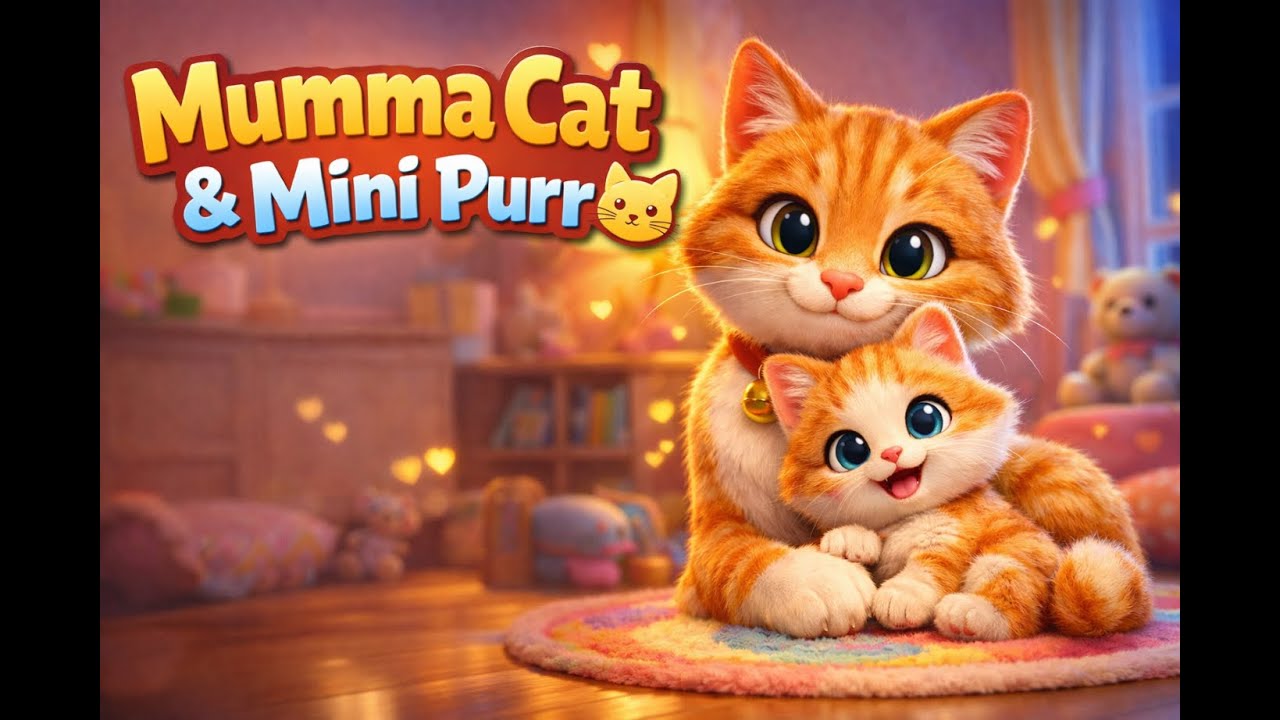 Mumma Cat & Mini Purr 🐱🐾 | Cute Cat and Kitten Song | 3D Cartoon Kids Video