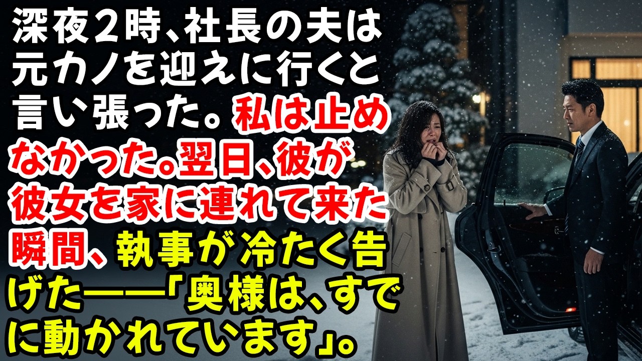 深夜2時、社長の夫は元カノを迎えに行くと言い張った。私は止めなかった。翌日、彼が彼女を家に連れて来た瞬間、執事が冷たく告げた——「奥様は、すでに動かれています」。