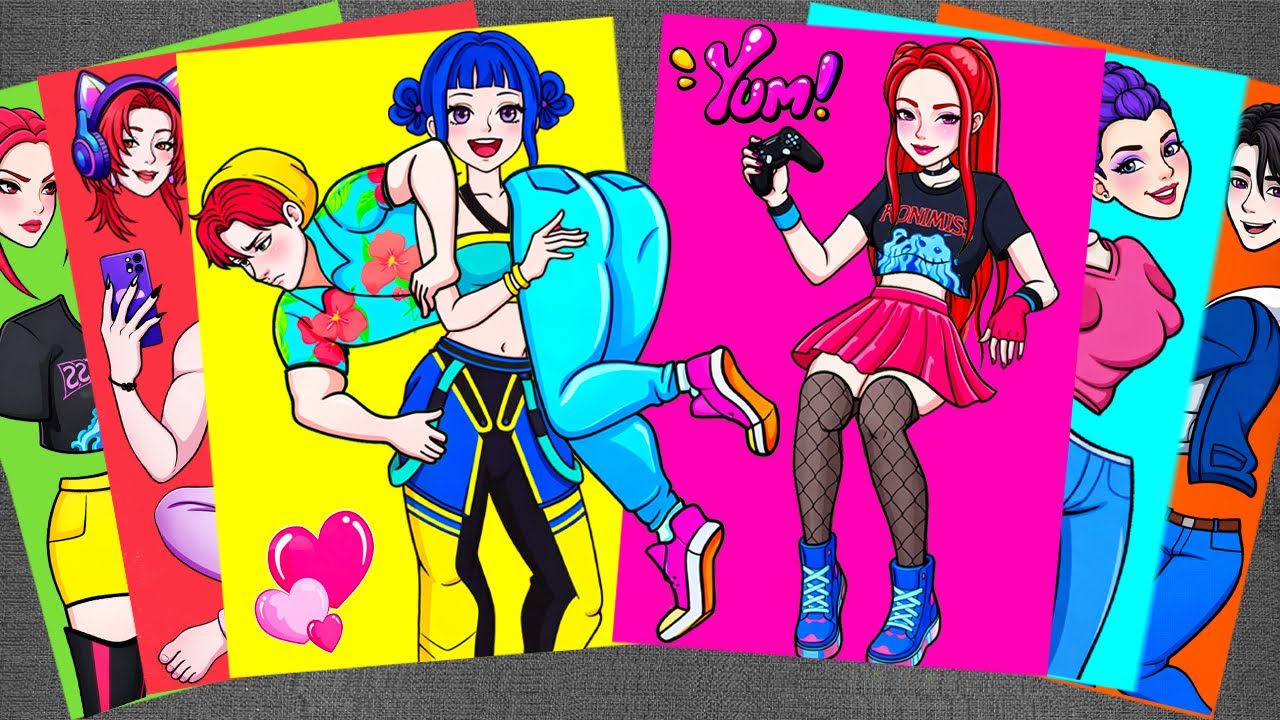 [🐾paper diy🐾] HUNTRIX ZOEY Carrying ABBY SAJA BOYS But MIRA HATES It! | KPOP DEMON HUNTERS Stickers