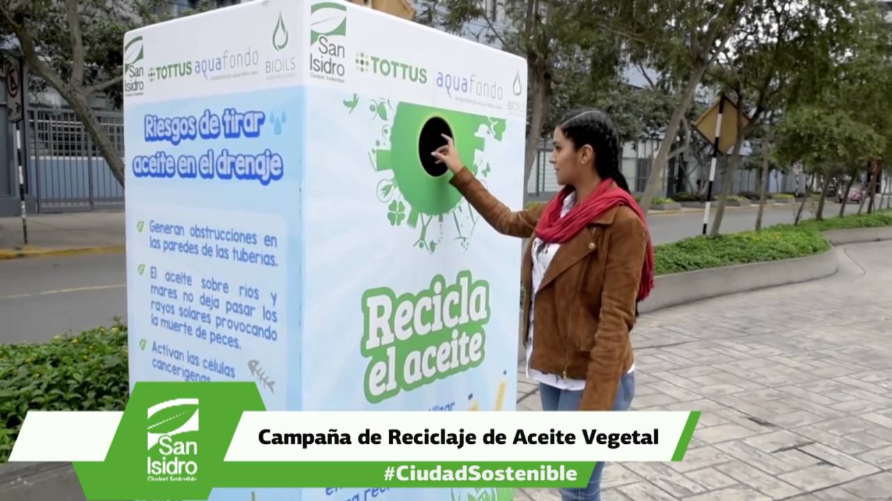 San Isidro: instalan contenedores públicos para reciclar aceite vegetal usado