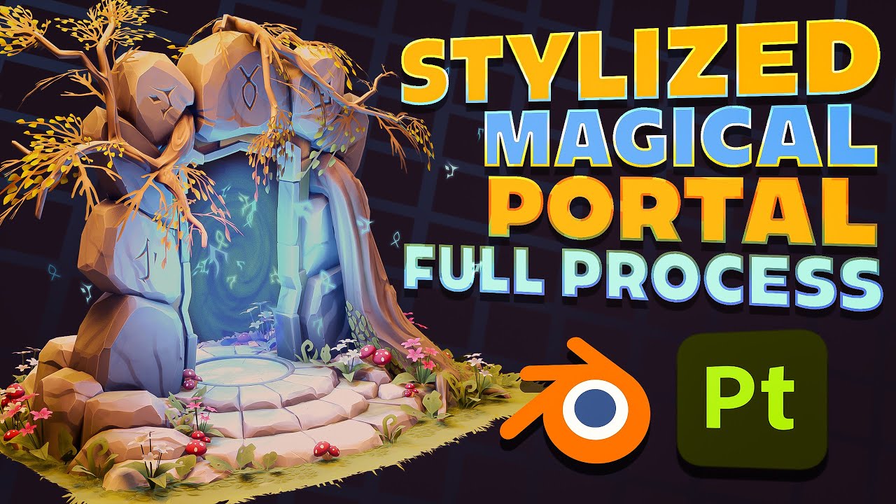 Stylized Portal 3D Modeling and Texturing In Blender & Painter