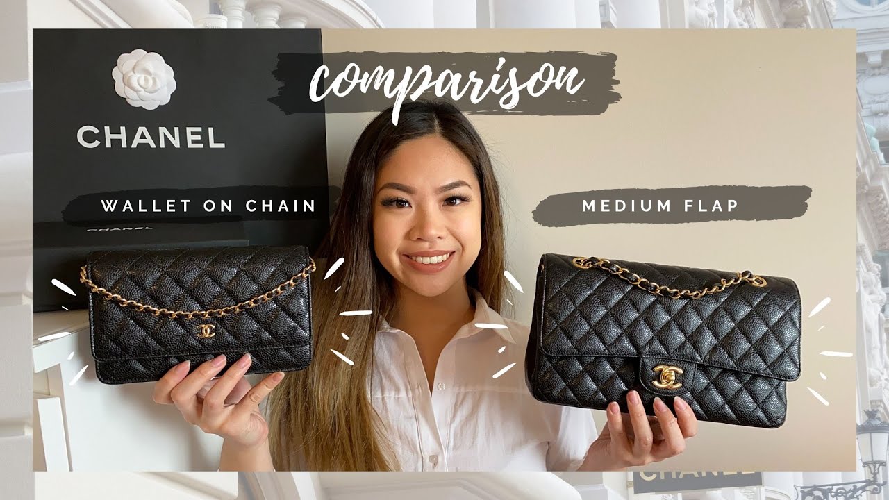 CHANEL W.O.C. VS MEDIUM FLAP WITH FULL BODY MOD SHOTS | COMPARISON