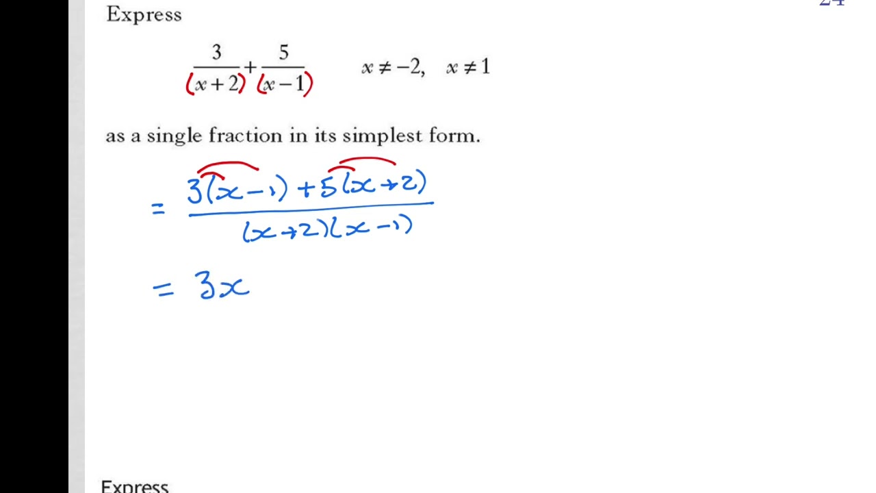 National 5 adding and subtracting algebraic fractions 2