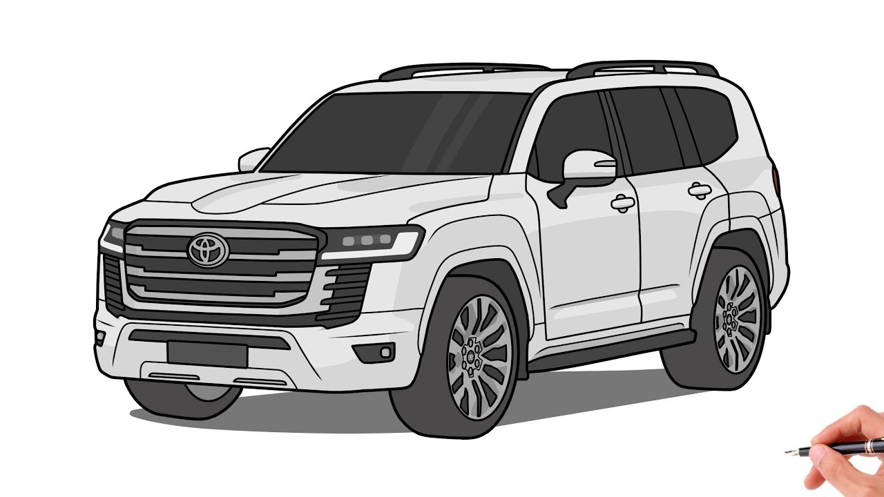 How to draw a TOYOTA LAND CRUISER 300 2021 / drawing Toyota land cruiser 2022