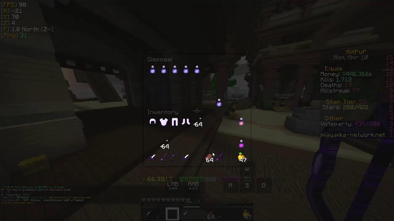 Pikanetwork KitPvP Livestream (Just got Frozen)