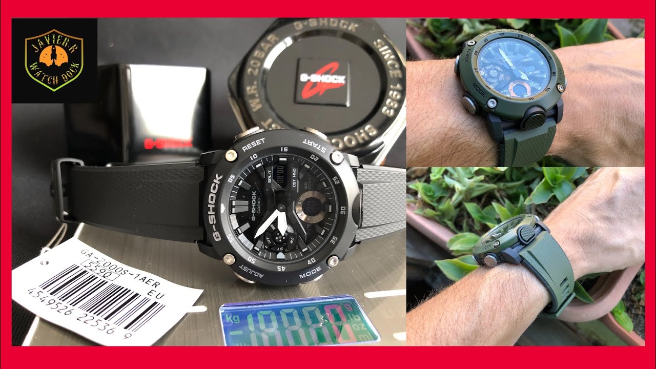 🔊🔊CASIO G-SHOCK ga-2000s-1a Black/ negro vs ga-2000-3a Green/ verde CARBÓN CORE. РАСПАКОВКА