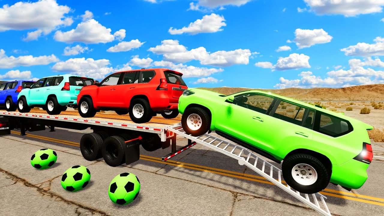 Flatbed Truck Mcqueen | Transportation with Truck - Pothole vs Car #06 - BeamNG.Drive