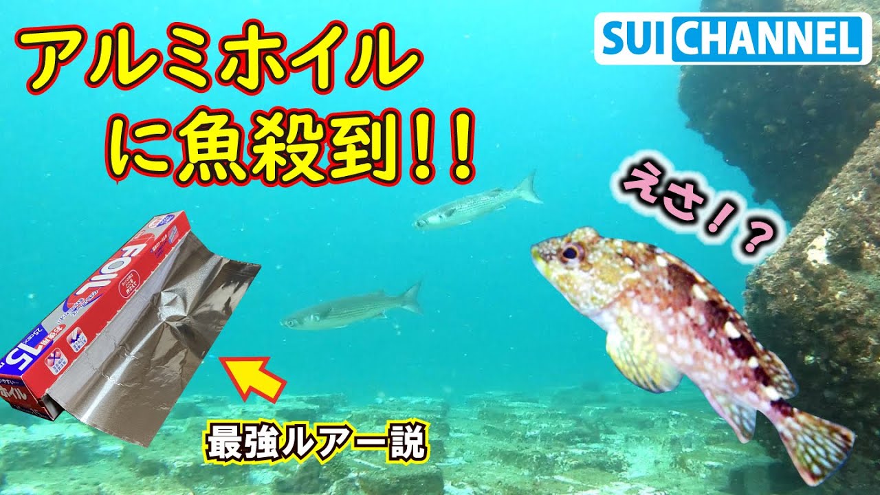 【水中検証】アルミホイルは釣り具でした。テトラに潜って試したらカサゴ殺到！