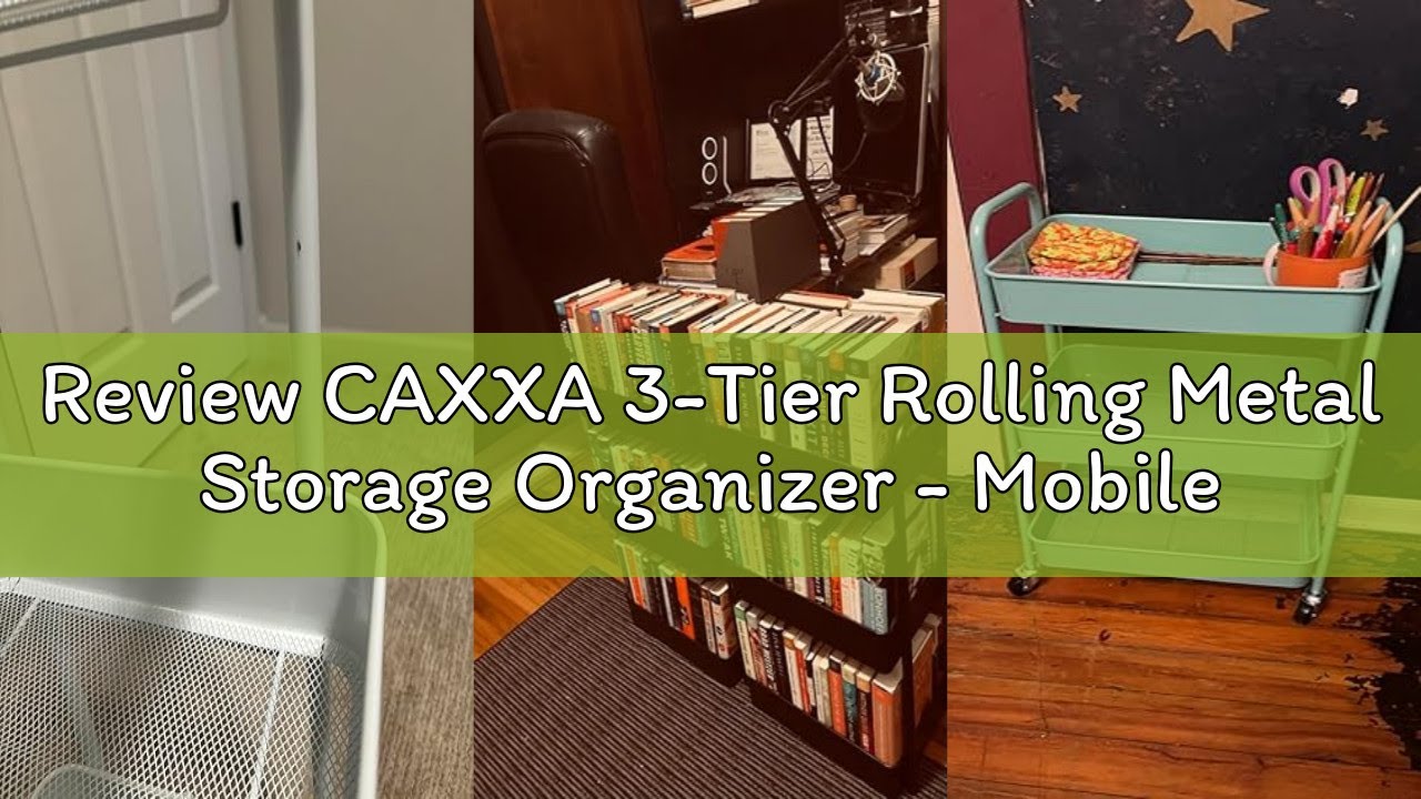 Review CAXXA 3-Tier Rolling Metal Storage Organizer - Mobile Utility Cart Kitchen Cart with Caster W