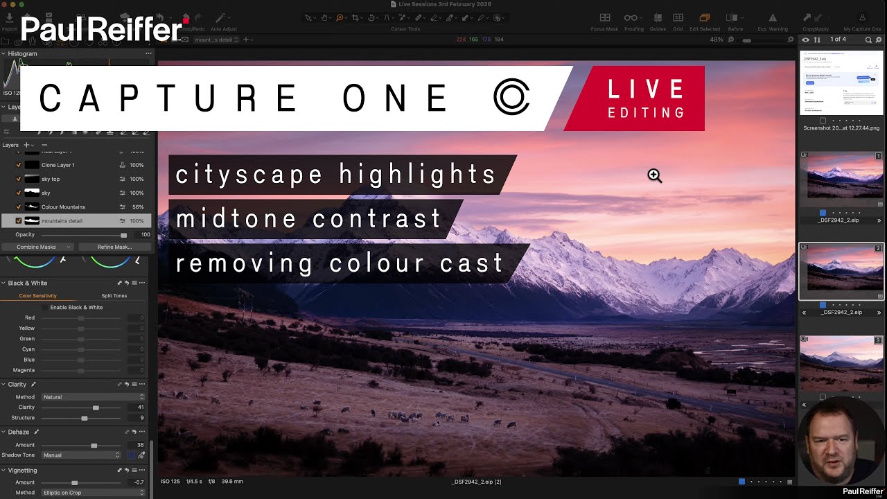 Cityscape Highlights, Midtone Contrast, Colour Cast - Capture One Live Editing : 3rd February 2026