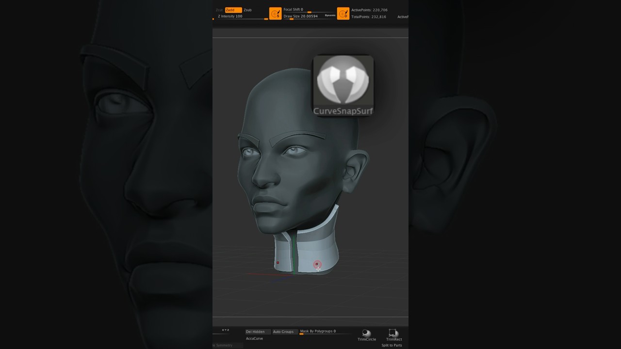 Учебное пособие по использованию кисти Curve Snap Surface в zBrush