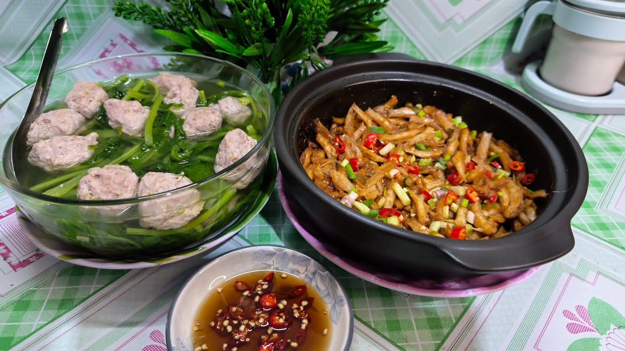  Canh cải thịt xay kho thêm nồi cá cơm đậm đà cho bữa cơm chiều ấm áp 
