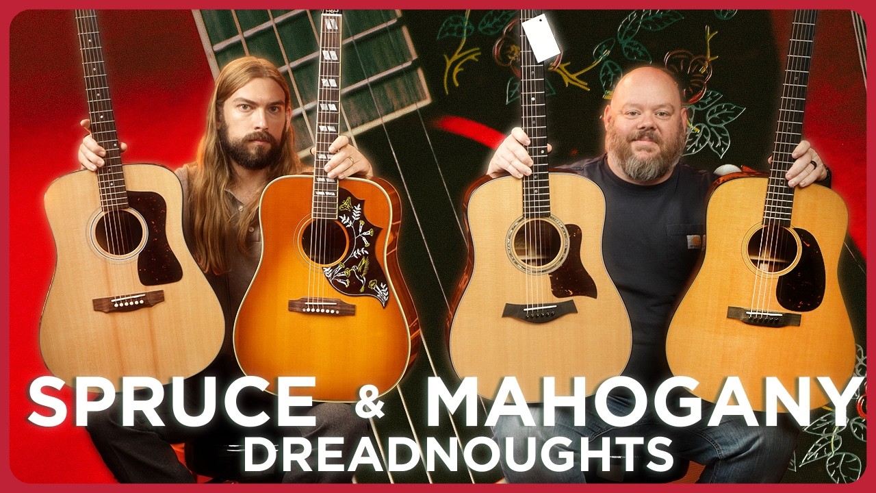 Лучшее из 2026 года: дредноуты из ели и красного дерева от Martin, Taylor, Gibson и Guild.