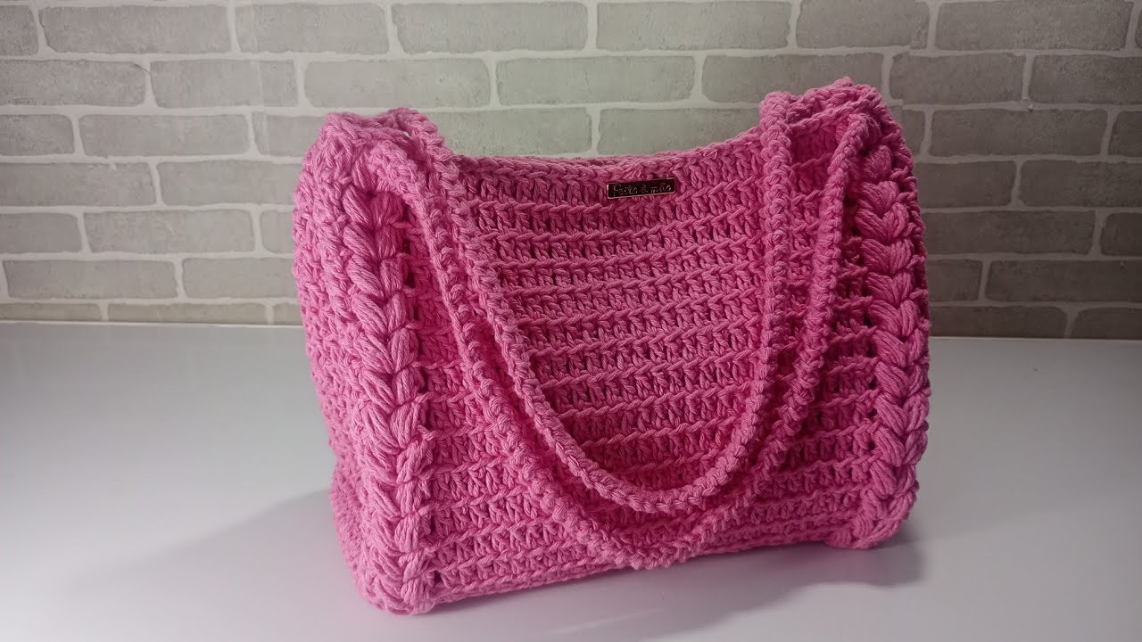 Bolsa de crochê feita com barbante simples fácil e rápida de fazer passo a passo 😍