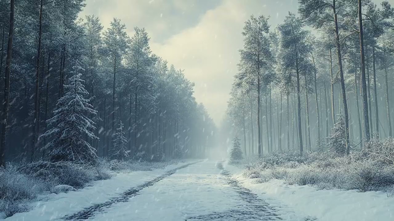 Snow Covering a Forest Path in a Calm and Undisturbed Winter Scene
