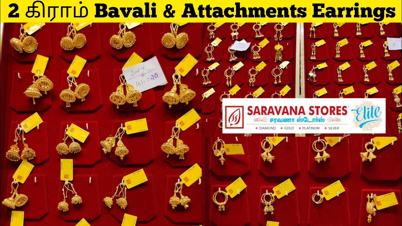 2 Grams Bavali Earrings & Attachments Saravana Elite Stores Fancy Hoop & Hook Jimikkis Light Weight