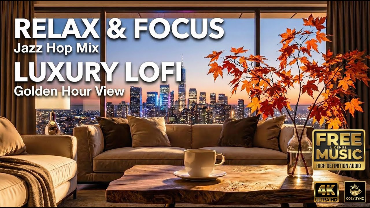Golden Hour View 🥂   [Warm Jazz Hop & Chill EDM - Relaxing Music for Work, Study, Sleep] [4K]