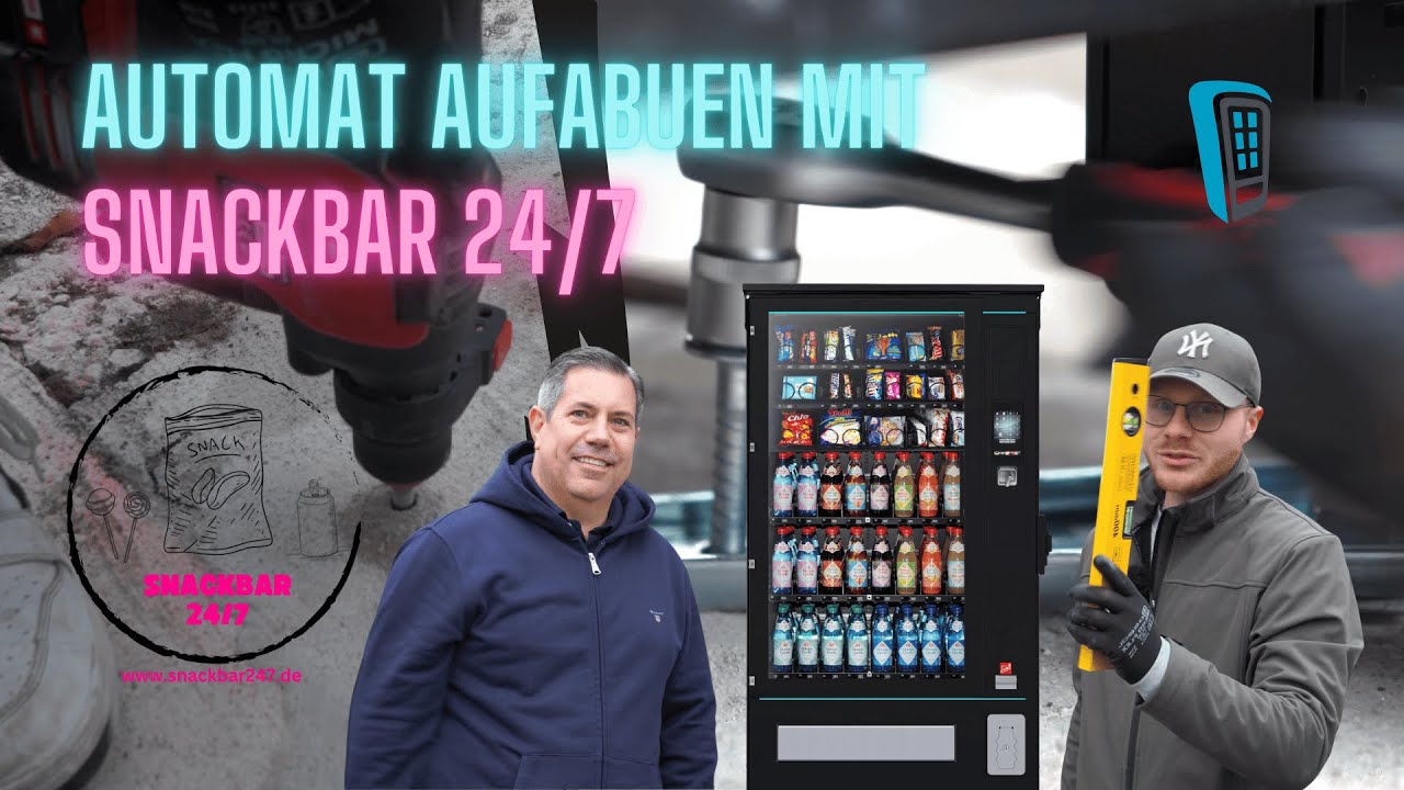 Transport und Aufbau eines Snackautomaten / Snackbar 24/7 / Sielaff Siline / Sanden Vendo
