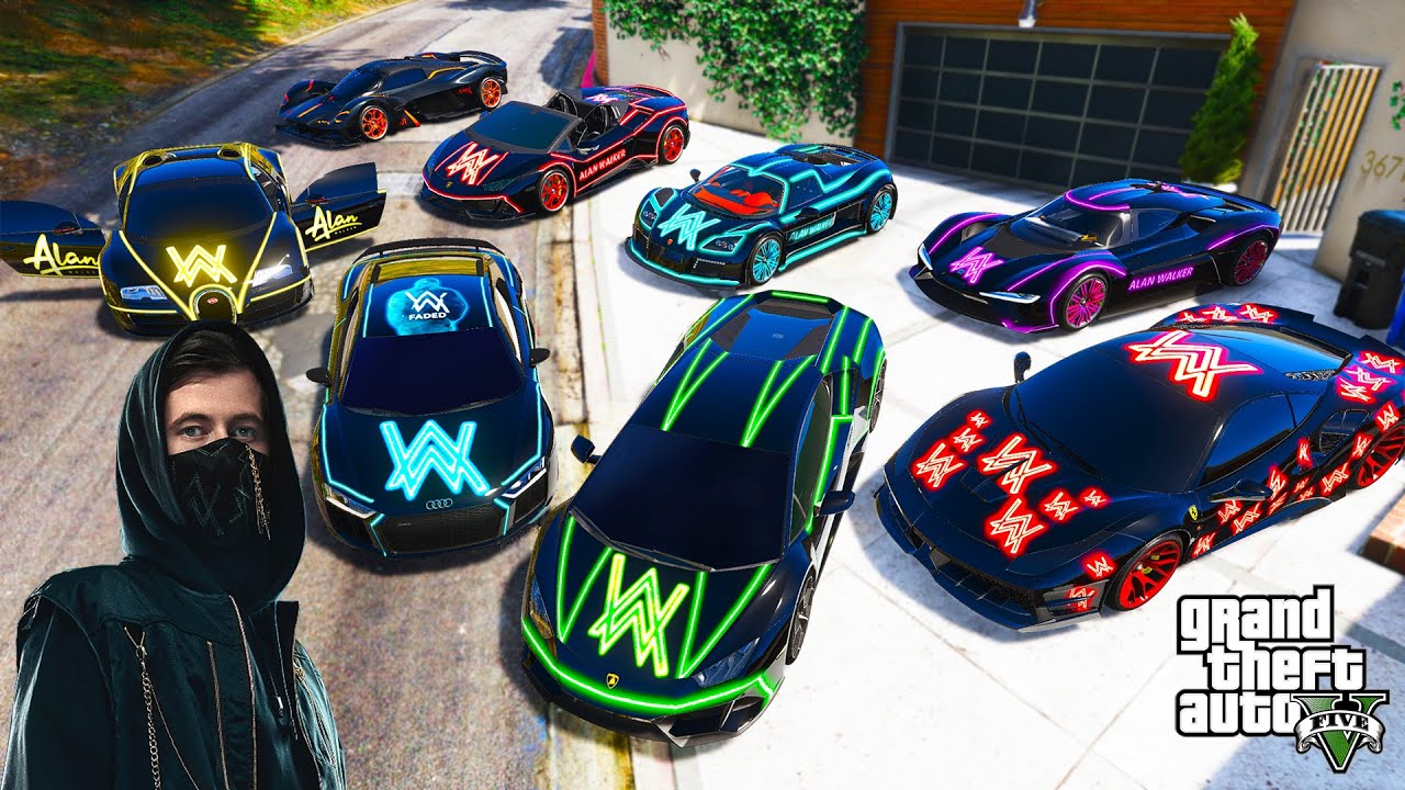 GTA 5 - Stealing DJ ALAN WALKER Luxury Cars with Franklin (Real Life Cars #26)
