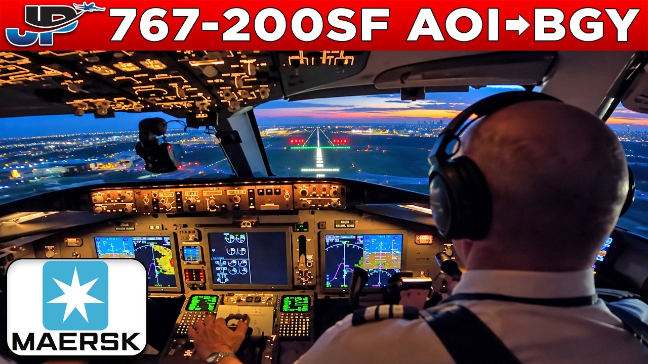Maersk (Star Air) 767-200SF Cockpit Ancona🇮🇹  to Bergamo🇮🇹