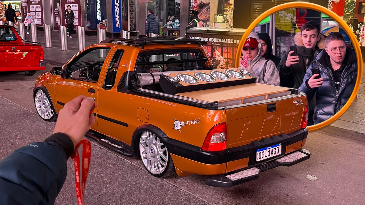 REAÇÃO DOS GRINGOS VENDO A MINHA FIAT STRADA NA TIMES SQUARE