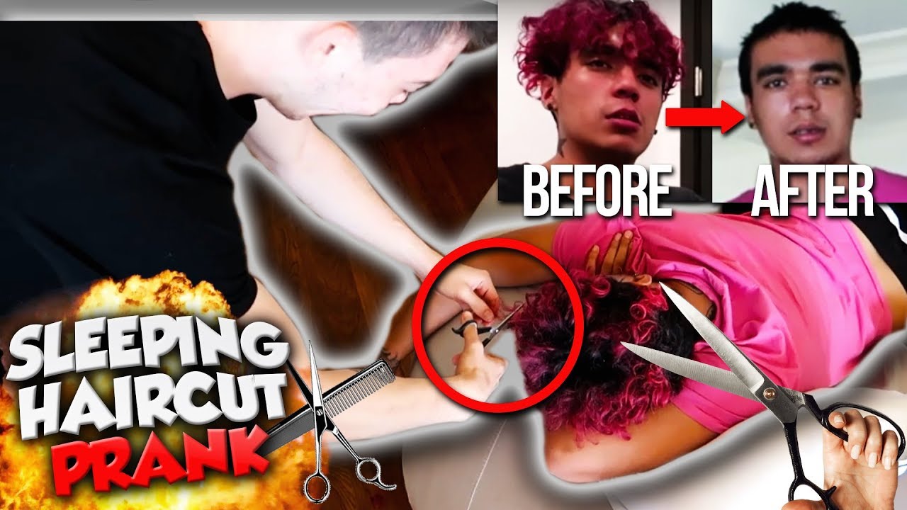 SHAVING MY FRIEND'S HAIR WHILE HE'S SLEEPING PRANK