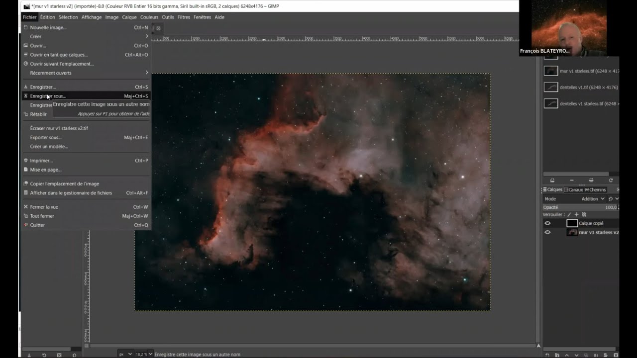 Masques d'étoiles sous Gimp avec Starnet++, partie 1