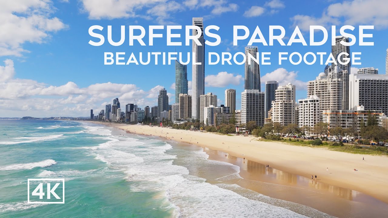 Surfers Paradise Beach Australia Drone 4k
