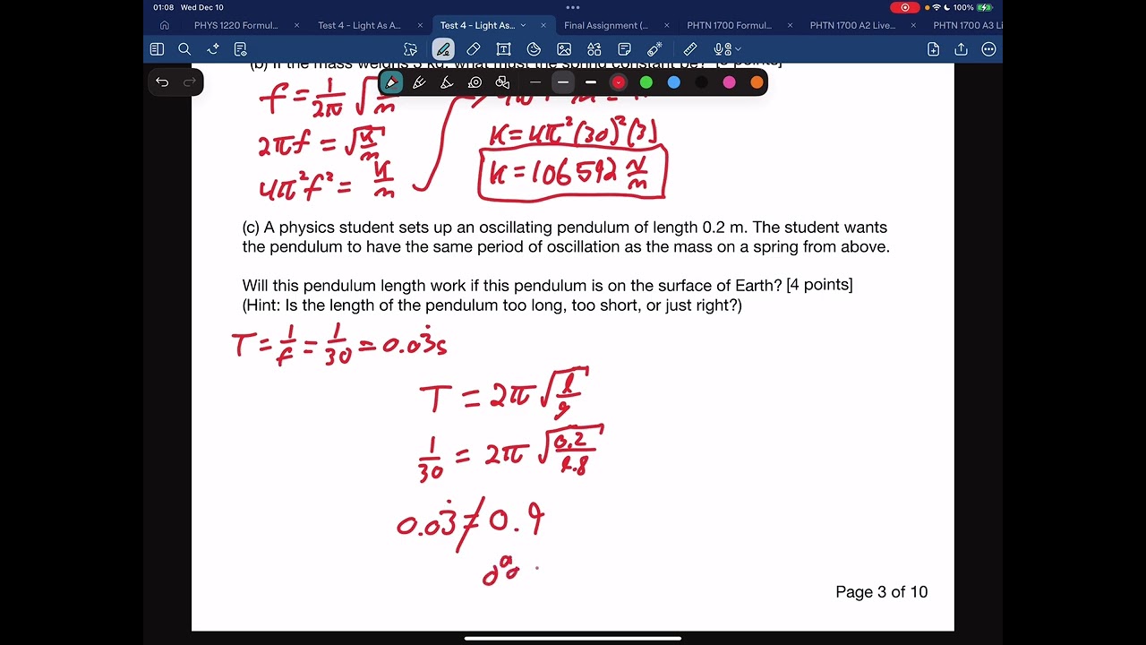 Test 4 Solutions PHYS 1220 F25