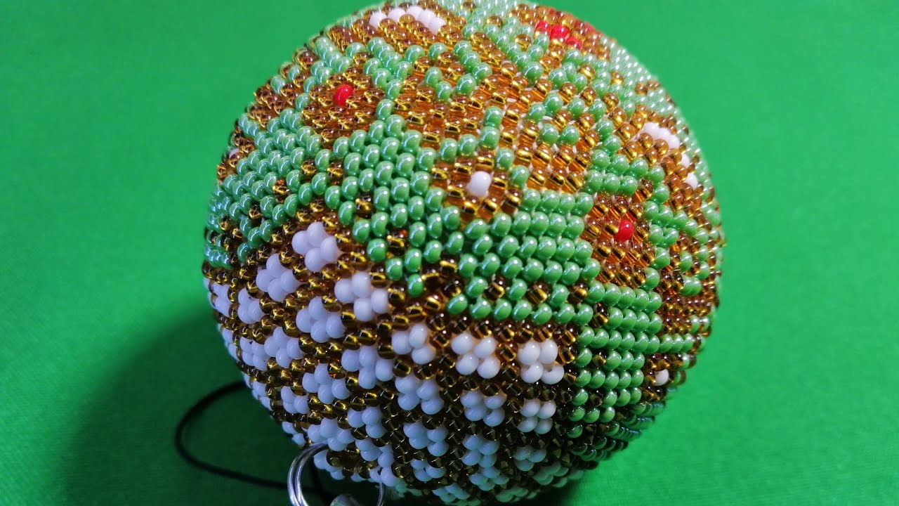 Оплетение шара бисером. Ч. 1 из 7. Beaded decoraion. Ball. Christmas