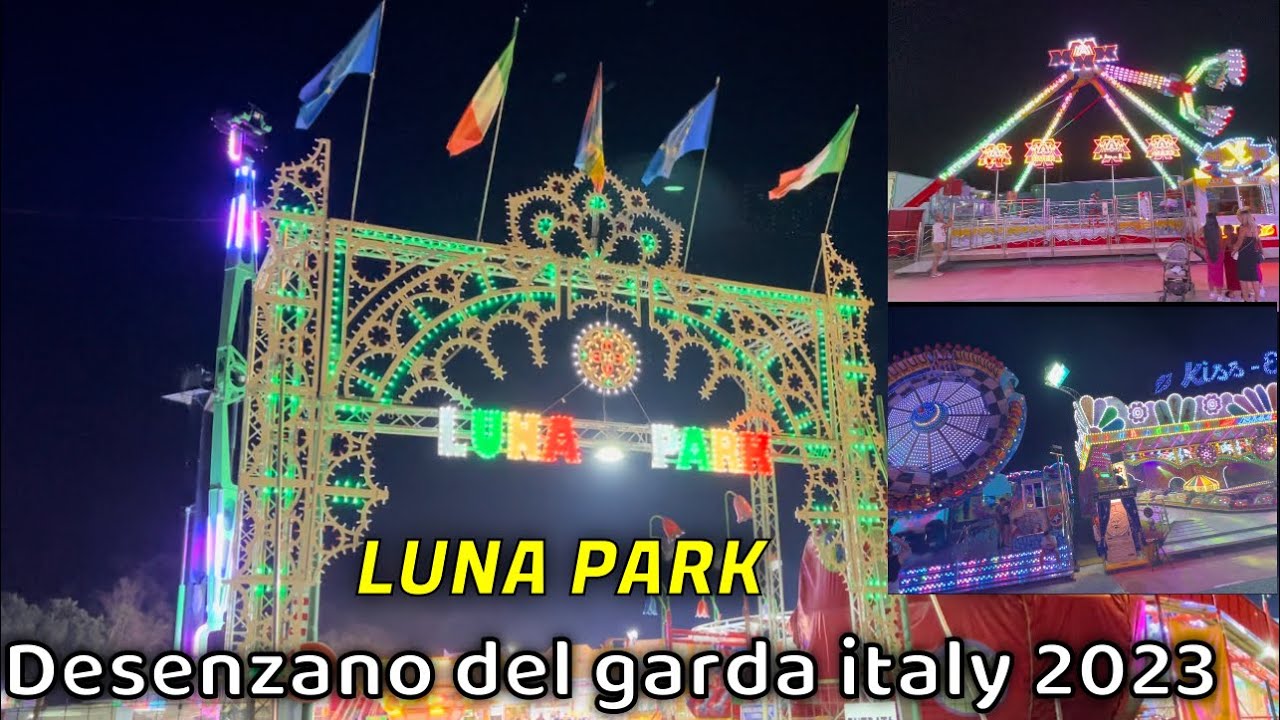 Luna park 🎡 italy 2023 , desenzano del garda - night walk, mediterranean walking tour