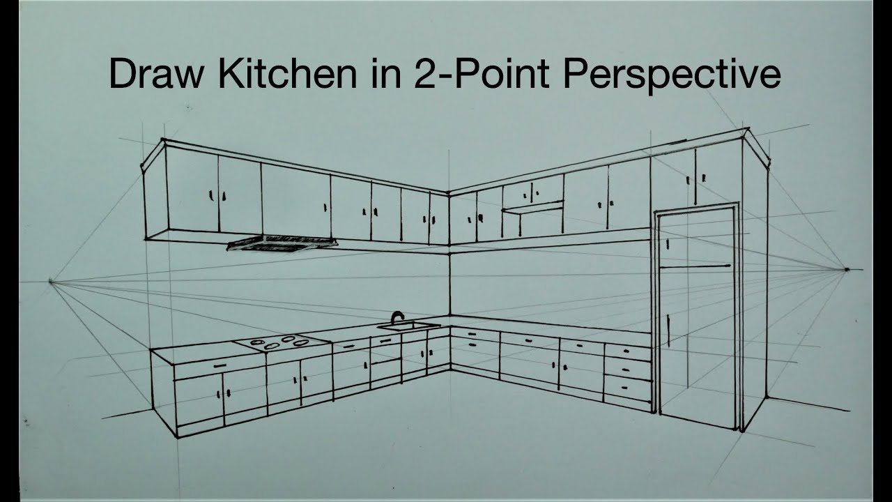 How To Draw a Kitchen Set in 2-Point Perspective #5