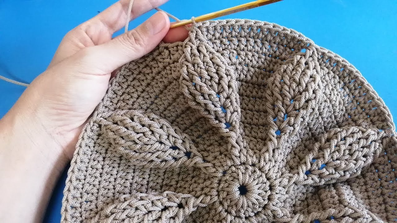 Crochet 3D leaf circle bag 1/2 | ถักกระเป๋า ลายใบไม้ ทรงกลม คลิปที่1/2