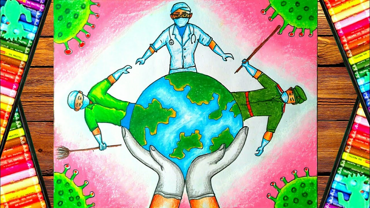 Coronavirus drawing||save earth from coronavirus poster painting