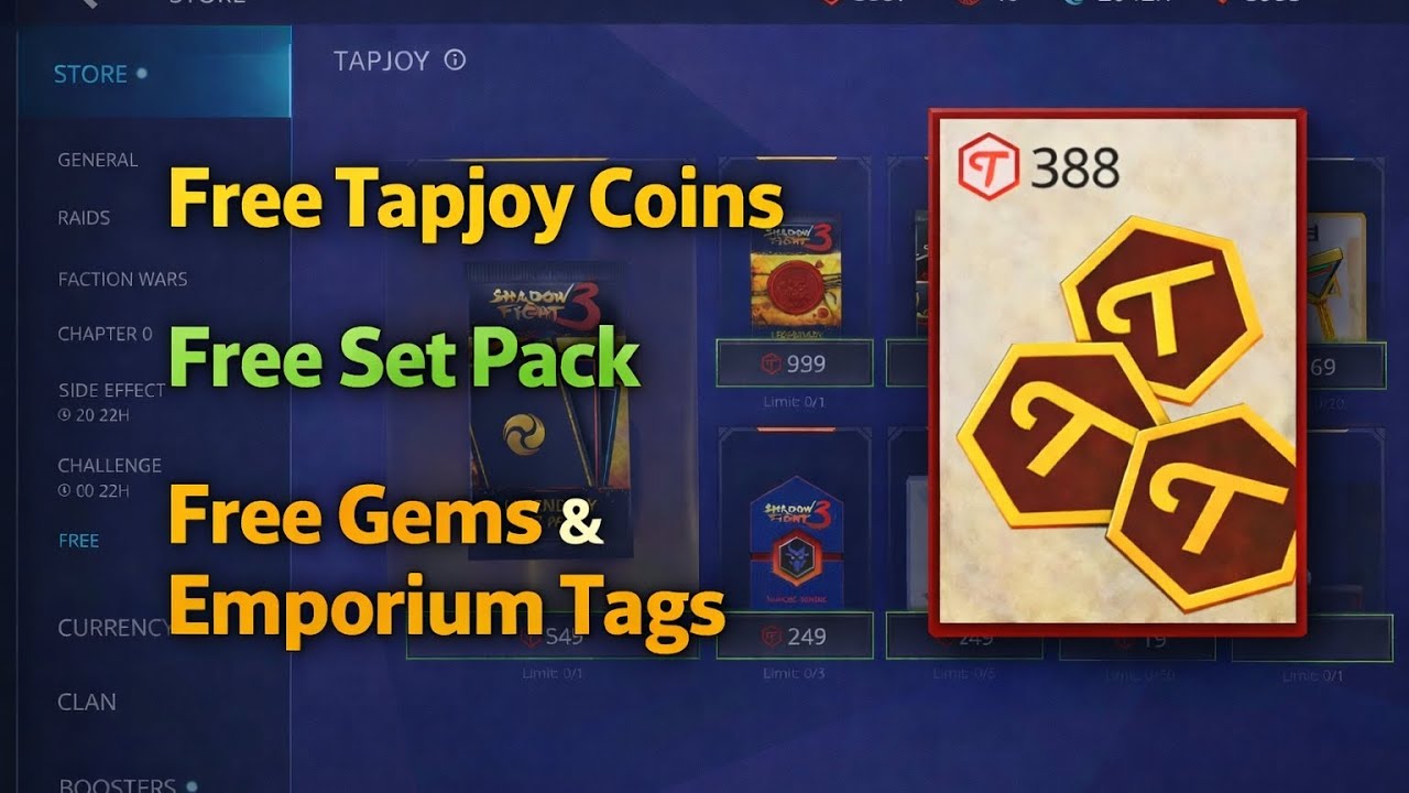 Easiest way to get tapjoy coins 😊 | I Got 300+ Tapjoy Coins FREE in SF3 😱 | Shadow Fight 3 🔥