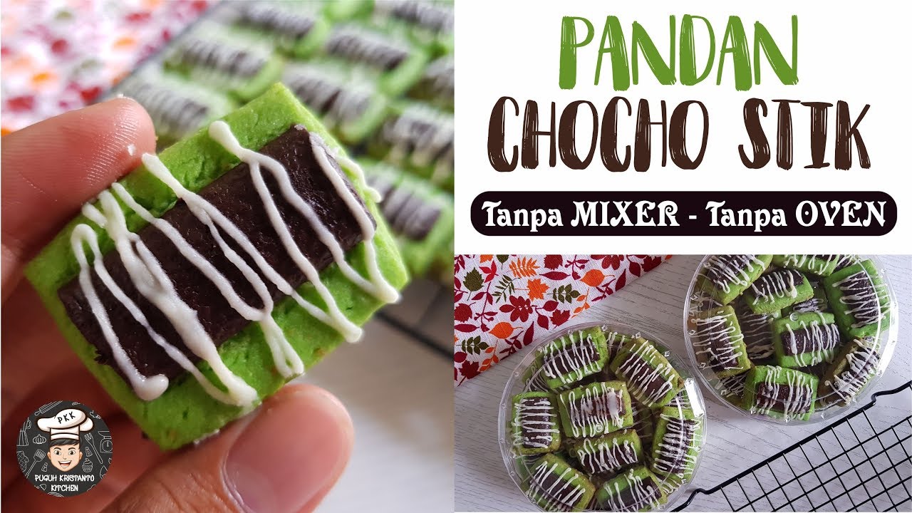 Resep Kue Kering Tanpa MIXER&OVEN Semua Pasti Bisa !! PANDAN STIK COKLAT