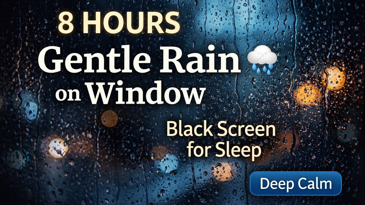 8 Hours Gentle Rain on Window 🌧 | Black Screen | Deep Sleep | Deep Calm