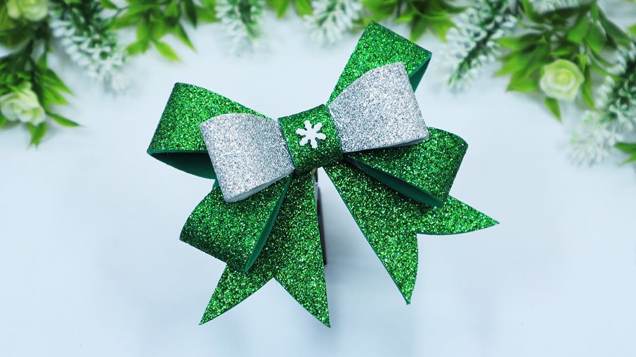 DIY Glitter Foam Bow Making Tutorial 🎀 Easy Christmas Bow 🎀 Christmas Decoration Ideas