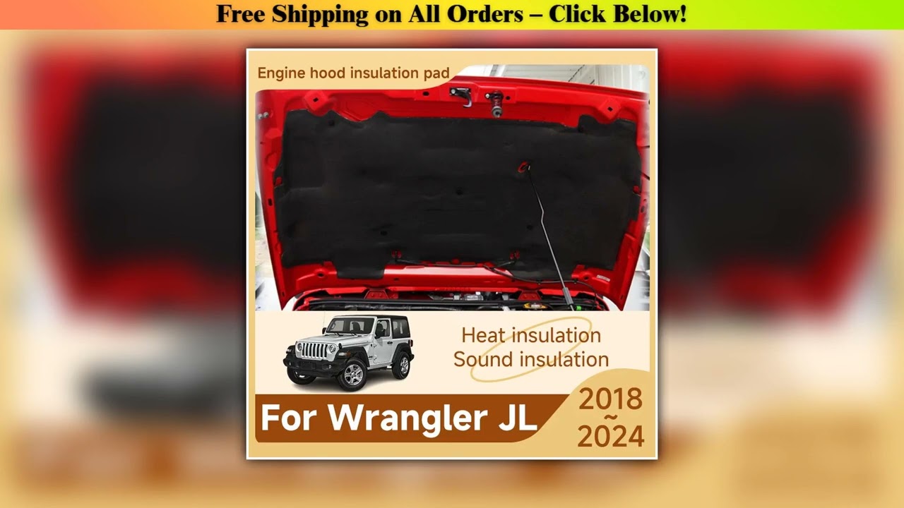 Front Hood Engine Sound Pads For Jeep Wrangler JL 2018~2024 2023 Sound Mats Front Heats Insulation